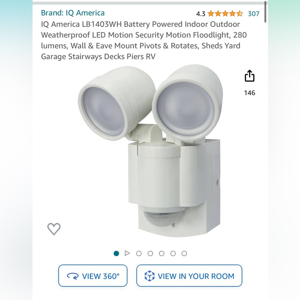 New in box motion activated flood light